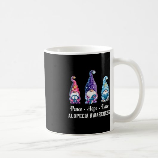 Mug Peace Hope Love Gnomes Alopecia Sensibilisation (Droite)