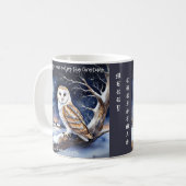 Mug Peace Joy Joyeux Noël Aquarelle de neige Barn Owl (Devant gauche)