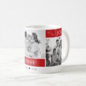 Mug Peace Joy Love 3 Photo Collage Script Red Holiday (Devant droit)