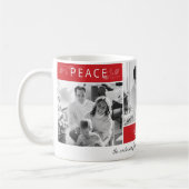 Mug Peace Joy Love 3 Photo Collage Script Red Holiday (Gauche)