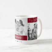 Mug Peace Joy Love Photo Collage Script Maroon Holiday (Devant droit)