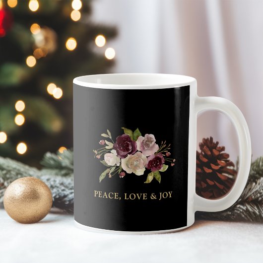 Mug Peace Love and Joy Winter Bouquet Holiday