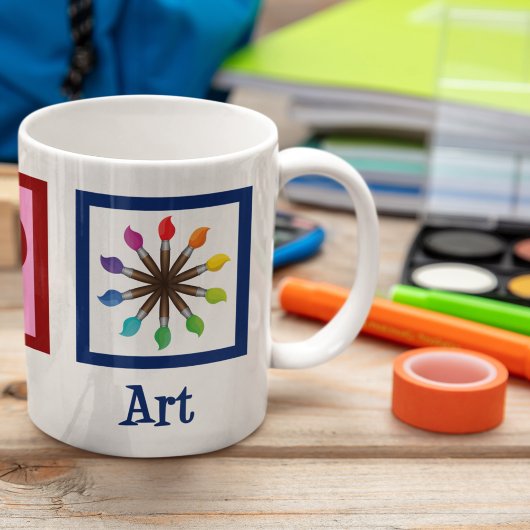 Mug Peace Love Art Professeur Cute Paintbrush