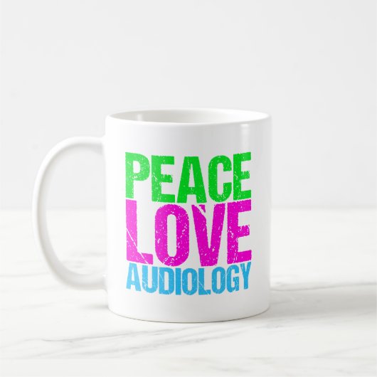 Mug Peace Love Audiology (Gauche)
