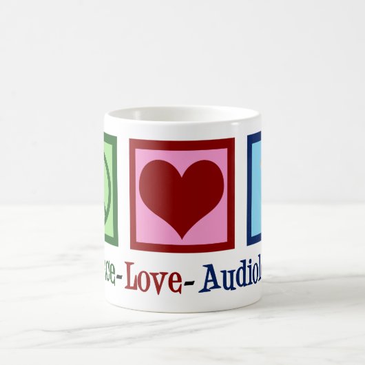 Mug Peace Love Audiology Mignonne audiologiste (Centre)