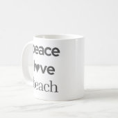 Mug Peace Love Beach Graphic | Coastal Nautical Life (Devant gauche)