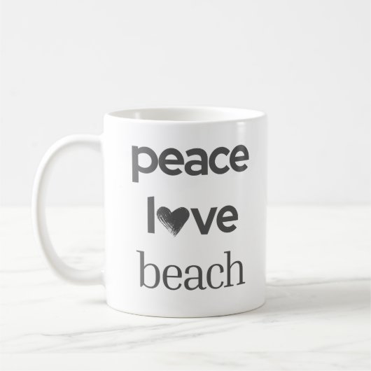 Mug Peace Love Beach Graphic | Coastal Nautical Life (Gauche)