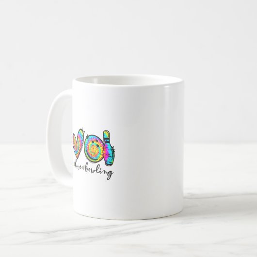 Mug Peace Love Bowling Tie Dye Funny Bowling Lovers  (Devant gauche)