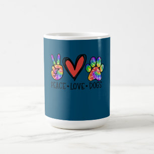 Mug Peace Love Chiens Paws Tie Dye Rainbow Animal Resc