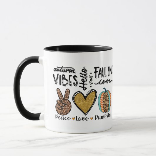 Mug Peace Love Citrouille Fall Vibes Deux tons (Gauche)