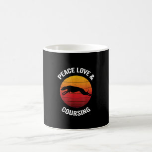 Mug Peace Love _ Cours Vintage Greyhound Chasse