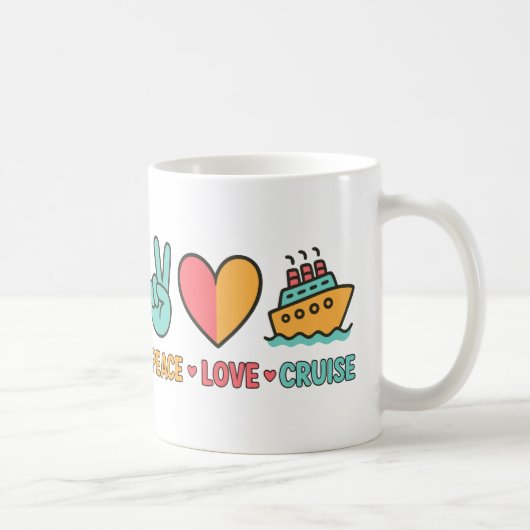 Mug Peace Love Cruise Vacances (Droite)