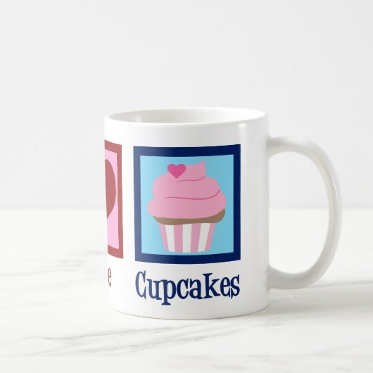 Mug Peace Love Cupcakes Cute Baker (Droite)