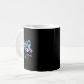 Mug Peace love cure bleu ruban de sensibilisation au d (Devant gauche)