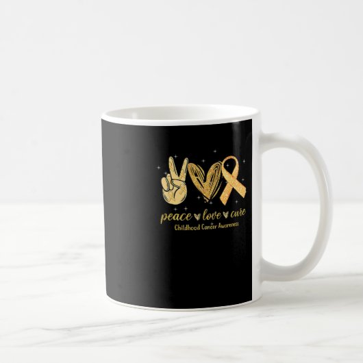 Mug Peace Love Cure Chilhood Cancer Awareness Gold Ri (Droite)