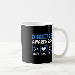 Mug Peace Love Cure Diabetes Sensibilisation 3