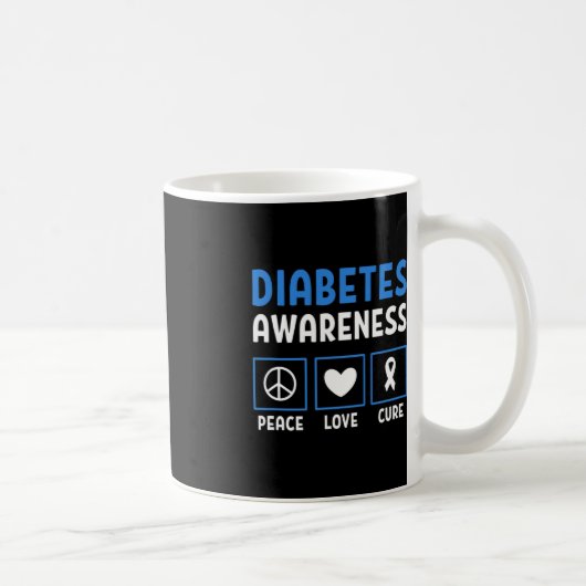 Mug Peace Love Cure Diabetes Sensibilisation 3 (Droite)