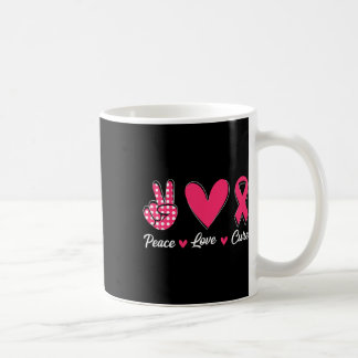 Mug Peace Love Cure Heart Rose Ribbon Cancer du sein A