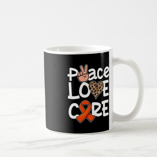 Mug Peace Love Cure Orange Ribbon Sensibilisation à la (Droite)