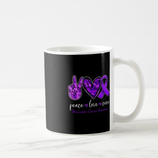 Mug Peace love cure Pancreatic Cancer Awareness mois (Droite)