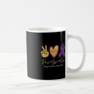 Mug Peace Love Cure Purple Toxicomanie Sensibilisation