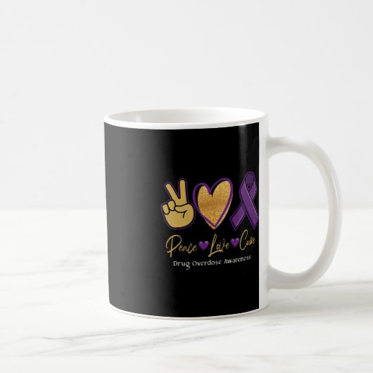 Mug Peace Love Cure Purple Toxicomanie Sensibilisation (Droite)