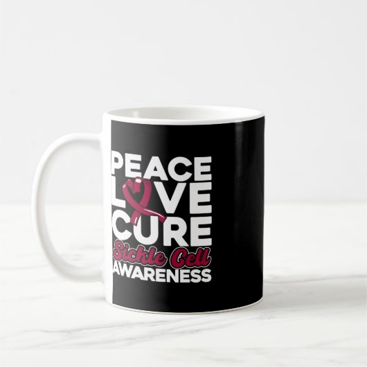 Mug Peace Love Cure Sickle Cell Awareness 1 (Gauche)
