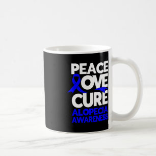 Mug Peace Love Cure Support Alopecia Awareness Ruban