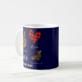 Mug Peace Love Dachshund Plaid Cute Amoureux des chien (Devant gauche)
