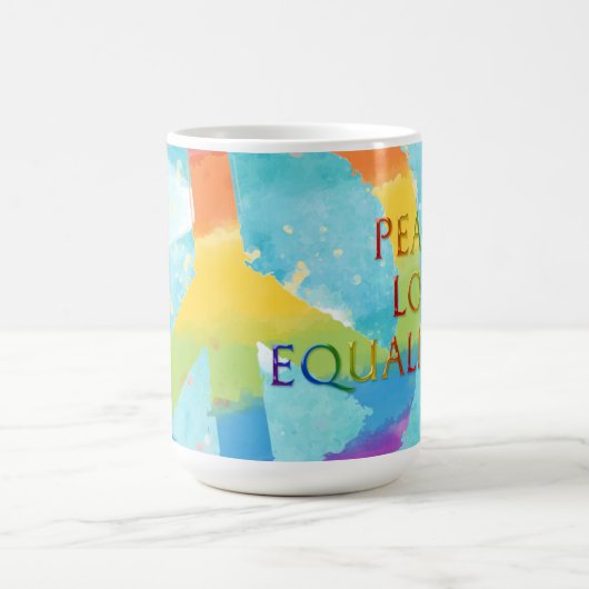Mug Peace Love Equality avec Rainbow Peace Symbole (Centre)