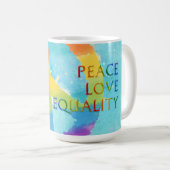 Mug Peace Love Equality avec Rainbow Peace Symbole (Devant droit)