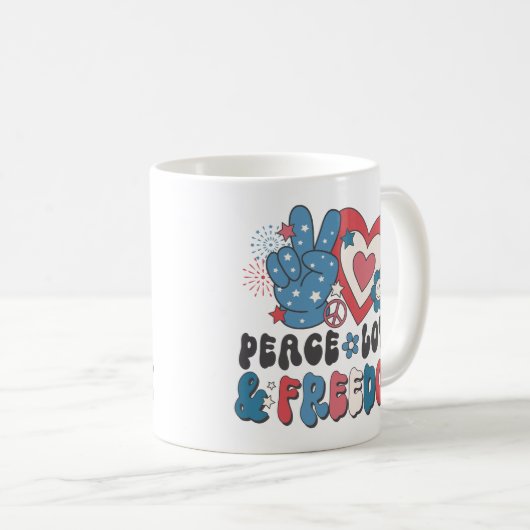 Mug Peace Love & Freedom (Devant droit)