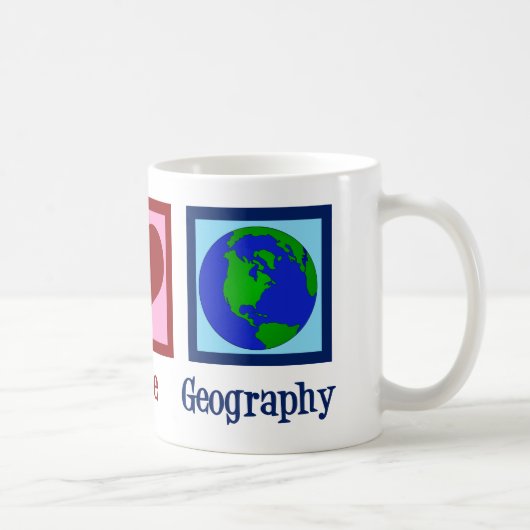 Mug Peace Love Géographie Professeur Carte du monde (Droite)