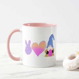 Mug Peace Love Gnome Belle Sublimation Pastel de Pâq