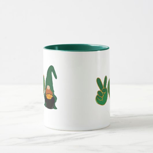 Mug Peace Love Gnome | Sublimation de la Saint Patrick (Centre)