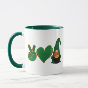 Mug Peace Love Gnome Sublimation de la Saint Patrick