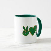 Mug Peace Love Gnome | Sublimation de la Saint Patrick (Devant droit)