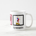 Mug Peace Love Gymnastique mignonne Gymnaste<br><div class="desc">Un signe de paix, un coeur, et un gymnaste faisant un stand sur un faisceau. Mignonne Peace Love Gymnastique cadeau pour un entraîneur de gymnastique féminine ou une équipe de filles gymnaste compétitive.</div>
