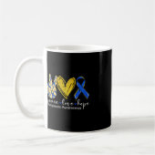 Mug Peace Love Hope Alopecia Awareness Bleu Ruban (Gauche)