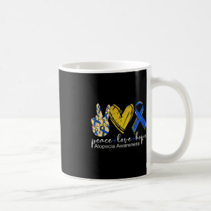 Mug Peace Love Hope Alopecia Awareness Bleu Ruban
