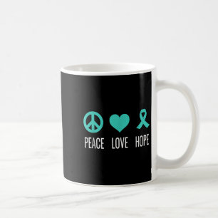 Mug Peace Love Hope Cancer de l'ovaire Sensibilisation