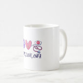 Mug Peace Love Infirmière de la CNFA (Devant droit)