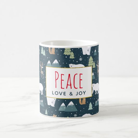 Mug Peace Love & Joy Christmas Animaux Motif (Centre)