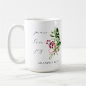 Mug Peace Love Joy Holly Berry Holiday (Gauche)