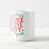 Mug Peace Love Joy Noël Festive Holiday (Devant gauche)