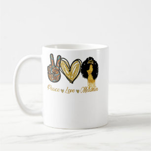 Mug Peace Love Melanin Black Woman Girl Afro Queen Bla