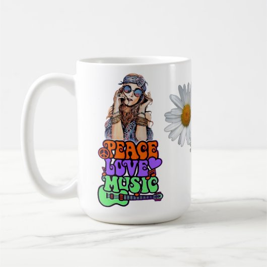 Mug Peace, Love & Music Hippie Gal  (Gauche)