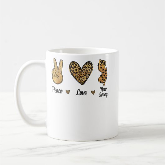 Mug Peace Love New Jersey Leopard Flag Map Souvenirs M (Gauche)