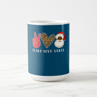 Mug Peace Love Noël afro-américain du Père Noël