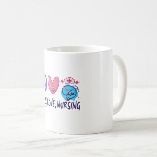 Mug Peace Love Nuring (Devant droit)